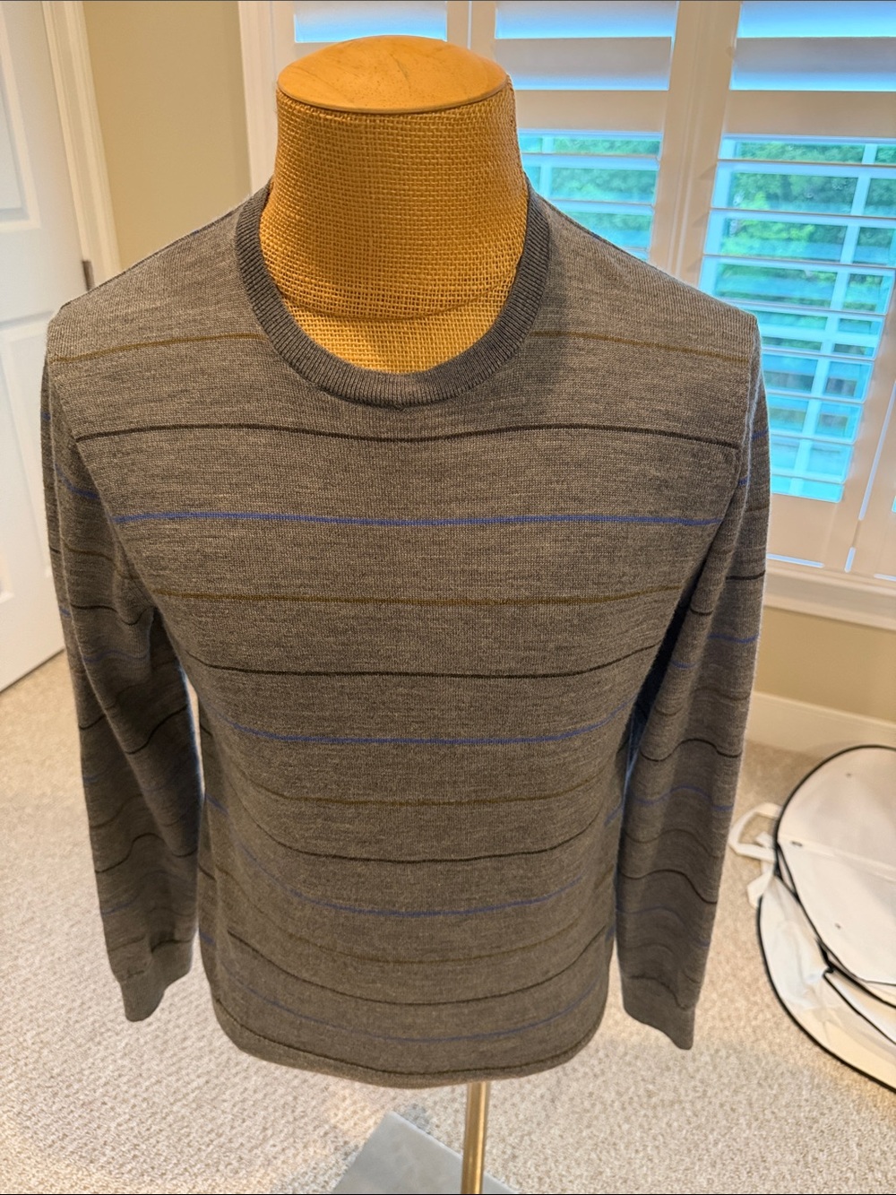 BR 100% merino wool striped crew, Medium